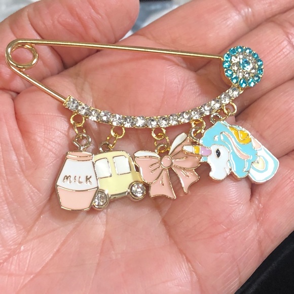 Evil Eye Gold Plated Handmade Safety pins for baby stroller.$25 each - Picture 4 of 12